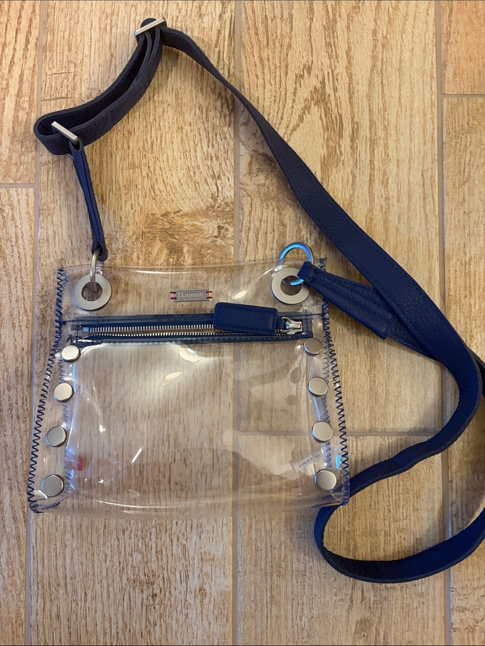 Hammitt Clear Crossbody with Navy Trim and Silver Hardware